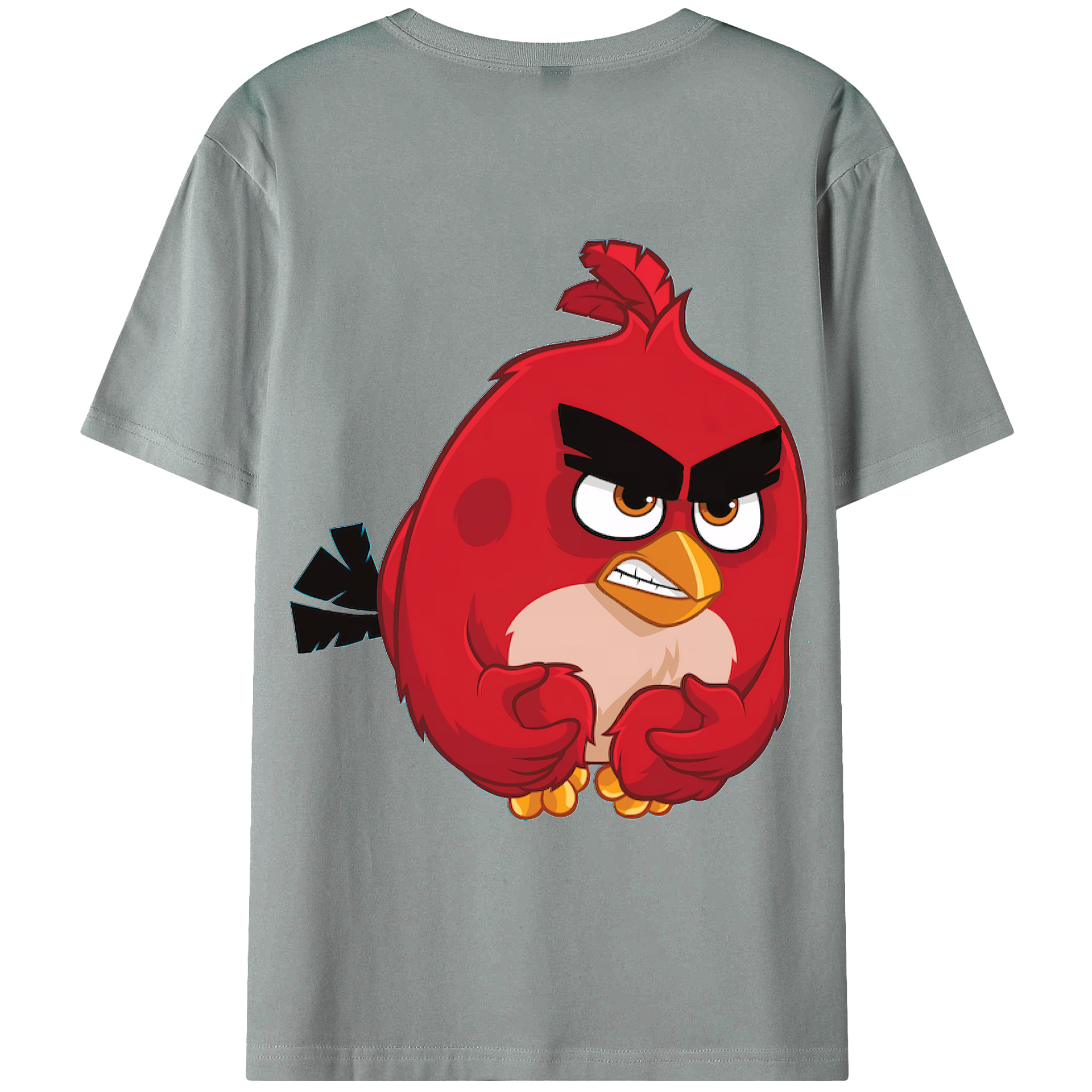（画像用） Angry Birds アングリーバード 綿100％ メンズ半袖Tシャツ（バックプリント） 通気性